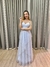 Vestido de festa longo tomara que caia com drapeado e recortes na saia - Branco - comprar online