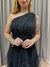 Vestido de festa longo nula manga, com saia em camadas - Preto - loja online