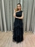 Vestido de festa longo nula manga, com saia em camadas - Preto na internet