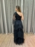 Imagem do Vestido de festa longo nula manga, com saia em camadas - Preto