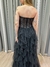 Imagem do Vestido de festa longo tomara que caia, corselete com transparência , saia com babado e fenda - Preto