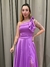 Vestido de festa longo nula manga com detalhe no ombro e fenda - Lilas Lavanda na internet