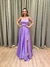 Vestido de festa longo tomara que caia, com faixa na cintura e fenda - Lilas Lavanda - comprar online