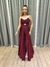 Vestido de festa longo tomara que caia, drapeado na saia e fenda - Marsala - comprar online