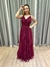 Vestido de festa longo com alça, decote drapeado e babado - Marsala - Muzza | Vestidos de Festa para Madrinhas, Formandas e Convidadas