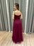 Imagem do Vestido de festa longo com alça, decote drapeado e babado - Marsala