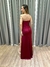Vestido de festa longo tomara que caia, com drapeado e fenda profunda - Marsala - comprar online