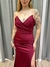 Vestido de festa longo tomara que caia, com drapeado e fenda profunda - Marsala - loja online