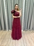 Vestido de festa longo nula manga, com babado estruturado - Marsala - comprar online