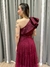Imagem do Vestido de festa longo nula manga, com babado estruturado - Marsala
