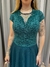 Vestido de festa longo com marga curta, renda e saia fluida - Verde Petróleo - Muzza | Vestidos de Festa para Madrinhas, Formandas e Convidadas
