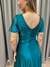 Imagem do Vestido de festa longo com manga curta, transpassado no busto e fenda - Verde Petróleo