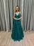 Vestido de festa longo alça, decote em V - Verde Petroleo na internet