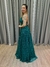 Imagem do Vestido de festa longo alça, decote em V - Verde Petroleo