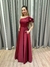 Vestido de festa longo nula manga, com babado estruturado e com bolso - Marsala - comprar online