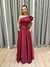 Vestido de festa longo nula manga, com babado estruturado e com bolso - Marsala na internet