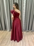 Imagem do Vestido de festa longo nula manga, com babado estruturado e com bolso - Marsala