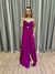 Vestido de festa longo tomara que caia, drapeado na saia e fenda - Fucsia - comprar online