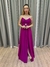 Vestido de festa longo tomara que caia, drapeado na saia e fenda - Fucsia - loja online