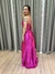 Imagem do Vestido de festa longo alça com corselete, drapeado, fenda e trançado nas costas - Fucsia