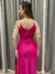 Imagem do Vestido de festa longo alça com brilho, decote em V, drapeado e fenda lateral - Rosa Pink