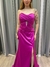 Vestido de festa longo tomara que caia, com transpassado no busto e fenda - Fucsia - loja online