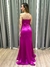 Imagem do Vestido de festa longo tomara que caia, com transpassado no busto e fenda - Fucsia