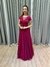Vestido de festa longo com marga curta, renda e saia fluida - Fucsia - Muzza | Vestidos de Festa para Madrinhas, Formandas e Convidadas