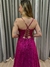 Vestido de festa longo alça, decote em V - Fucsia - comprar online