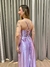 Imagem do Vestido de festa longo alça com corselete, drapeado, fenda e trançado nas costas - Lavanda