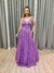 Vestido de festa longo alça, decote em V - Lavanda - loja online