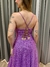 Vestido de festa longo alça, decote em V - Lavanda - comprar online