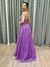 Vestido de festa longo alça, decote em V - Lavanda
