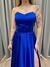 Imagem do Vestido de festa longo tomara que caia, com faixa na cintura e fenda - Azul Royal