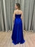 Vestido de festa longo tomara que caia, com faixa na cintura e fenda - Azul Royal na internet