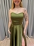 Imagem do Vestido de festa longo tomara que caia, com faixa na cintura e fenda - Verde Oliva