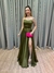Vestido de festa longo tomara que caia, com faixa na cintura e fenda - Verde Oliva - comprar online