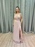 Vestido de festa longo alça, drapeado no busto, saia fluida e fenda - Rose - loja online