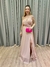 Vestido de festa longo alça, drapeado no busto, saia fluida e fenda - Rose - comprar online
