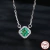Deslumbrante Colar de Prata com Pingente Quadrado e Pedra Moissanite Verde Natural