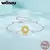 Pulseira Micro Elo- Prata 925 com Pingente de Girassol e Cristal - comprar online