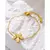 Pulseira Elo Português - em Aço Inoxidável com Pingente de Flor - Elvora Moda