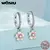 Imagem do Brinco Hoop- em Prata 925 com rosa e Pedra de Cristal