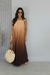 Vestido degrade longo frente única marrom