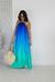 Vestido degrade longo frente única azul - comprar online