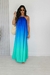 Vestido degrade longo frente única azul