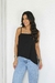 Blusa de alça barra assimétrica preto - loja online