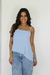 Blusa de alça barra assimétrica azul claro