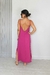 Vestido longo soltinho costas decote V fucsia na internet