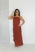 Vestido longo soltinho costas decote V terracota - loja online